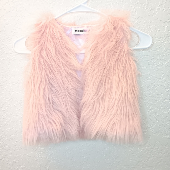 Fashion tots Light Pink faux fur sleeveless vest/ Size: 24 months - Picture 11 of 13